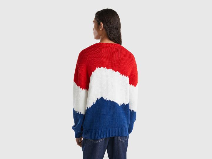 suéter con bloques de color NHBF4376 rojo hombres Benetton