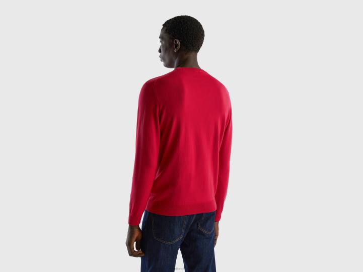 suéter de cuello redondo en 100% algodón NHBF1116 fucsia hombres Benetton