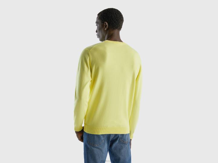 suéter de cuello redondo en 100% algodón NHBF1153 amarillo hombres Benetton