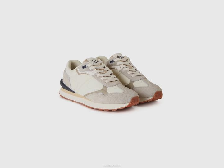 zapatillas deportivas en mezcla de nailon y piel NHBF1497 blanco hombres Benetton