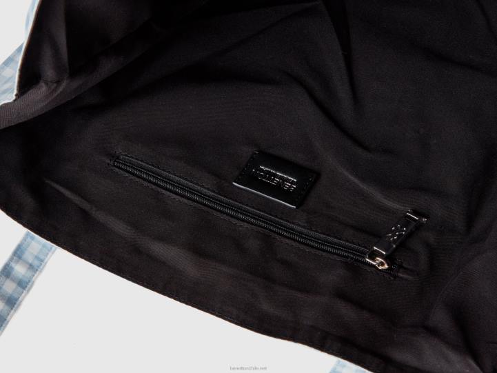 bolso shopper vichy azul cielo NHBF822 cielo azul mujer Benetton