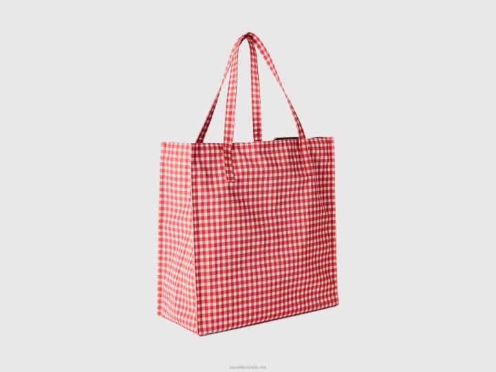 bolso shopper vichy rojo NHBF817 rojo mujer Benetton