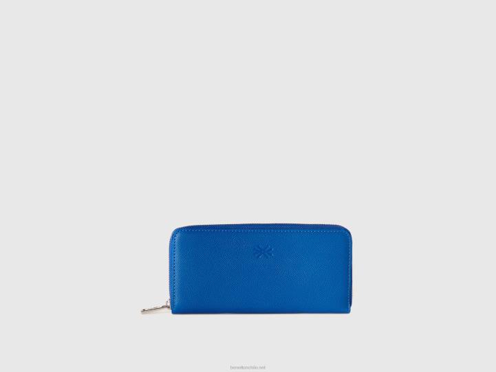 cartera grande con cremallera NHBF726 azul brillante mujer Benetton
