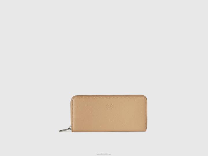 cartera grande con cremallera NHBF762 beige mujer Benetton