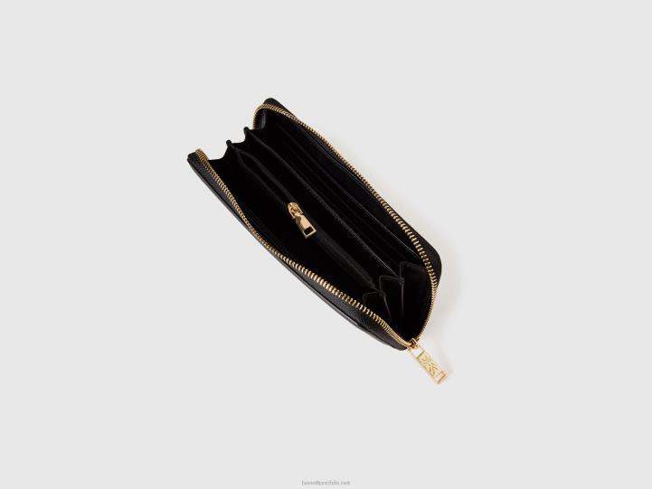 cartera grande con cremallera NHBF821 negro mujer Benetton