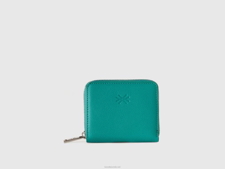 cartera pequeña con cremallera NHBF797 verde mujer Benetton