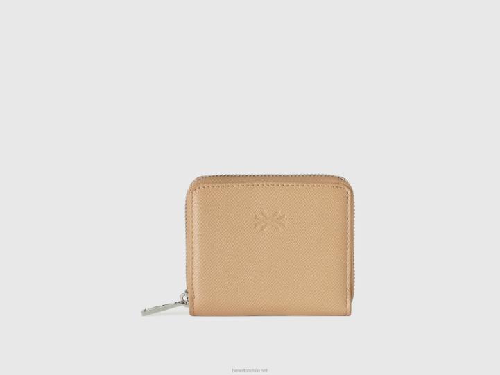 cartera pequeña con cremallera NHBF874 beige mujer Benetton