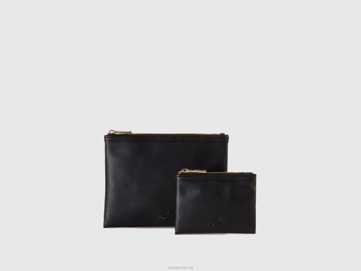 dos bolsos en polipiel NHBF754 negro mujer Benetton