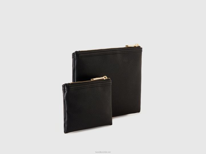 dos bolsos en polipiel NHBF754 negro mujer Benetton