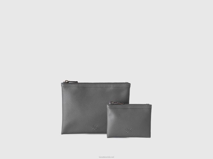 dos bolsos en polipiel NHBF756 gris mujer Benetton