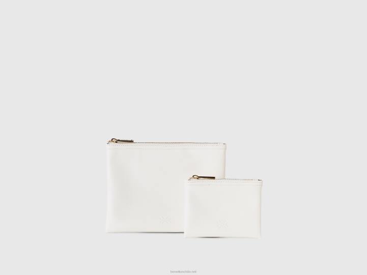 dos bolsos en polipiel NHBF792 blanco mujer Benetton