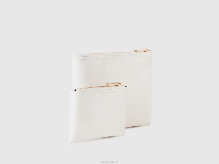 dos bolsos en polipiel NHBF792 blanco mujer Benetton
