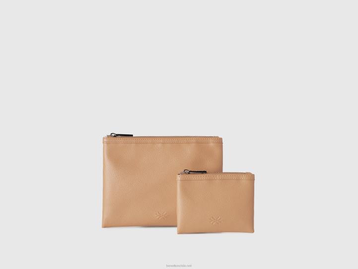 dos bolsos en polipiel NHBF809 beige mujer Benetton