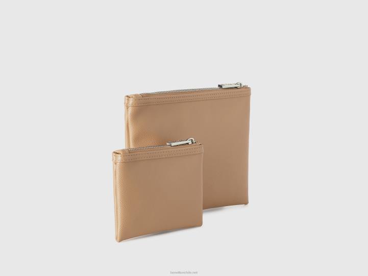 dos bolsos en polipiel NHBF809 beige mujer Benetton