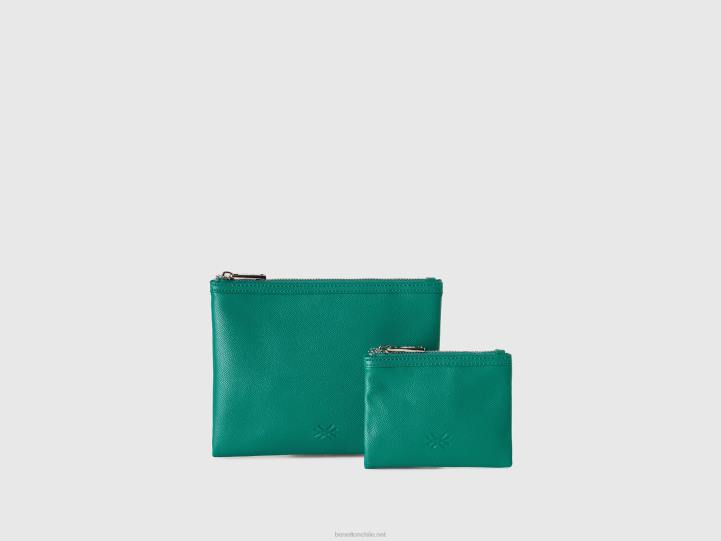 dos bolsos en polipiel NHBF845 verde mujer Benetton