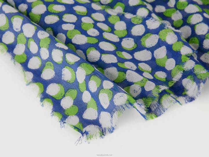 bufanda estampada en algodón orgánico NHBF807 azul mujer Benetton