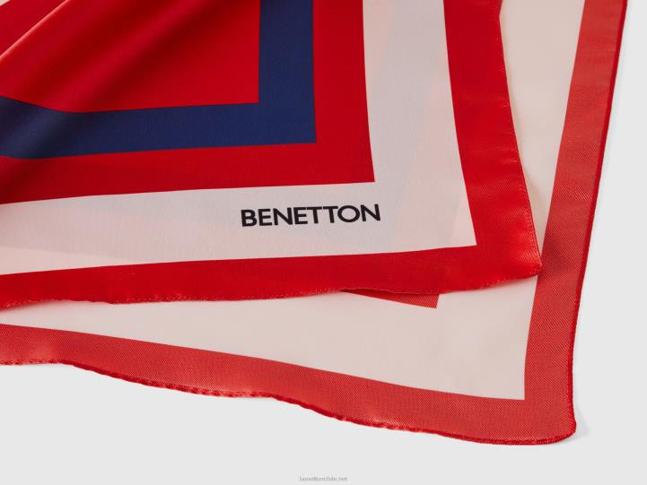 fular rojo con estampado de peras NHBF755 rojo mujer Benetton