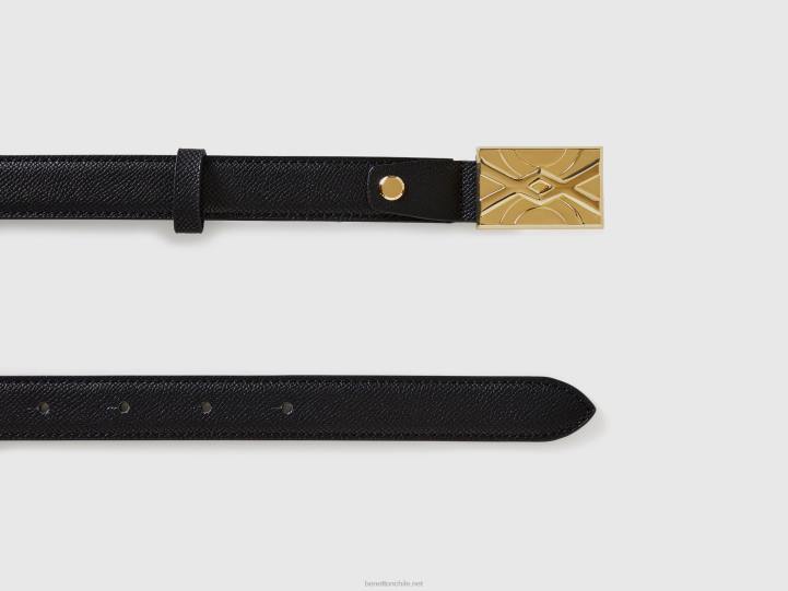 cinturón negro delgado NHBF1542 negro mujer Benetton