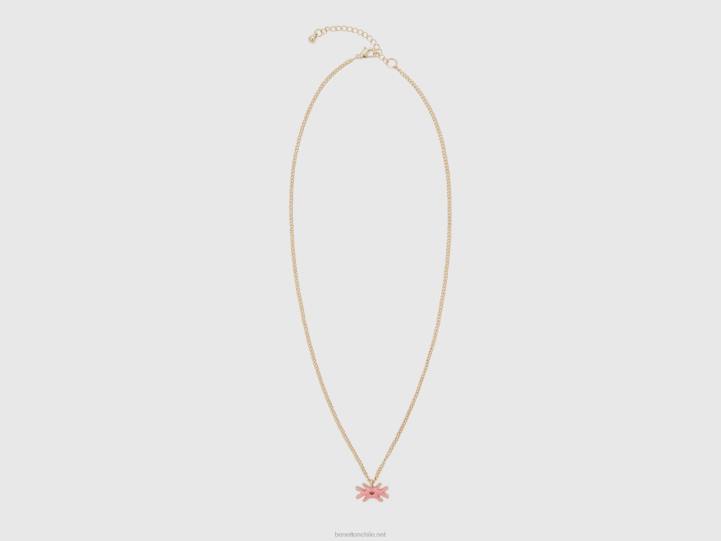 collar con logo rosa colgante NHBF747 rosa mujer Benetton
