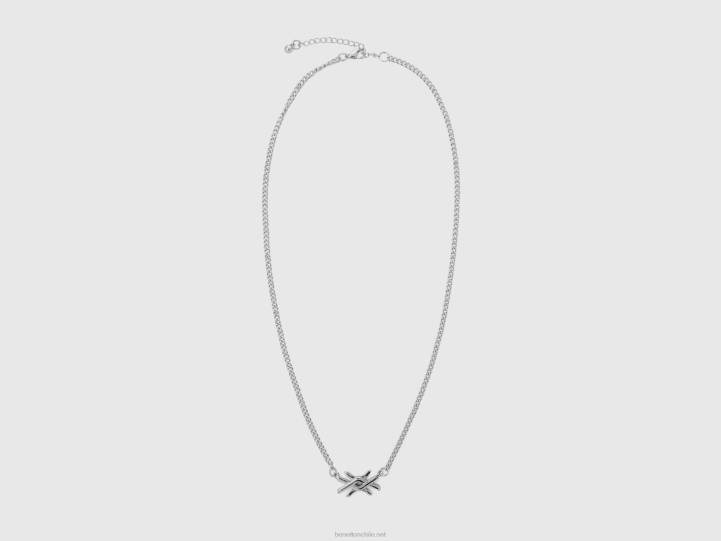 collar de plata con logo NHBF851 plata mujer Benetton