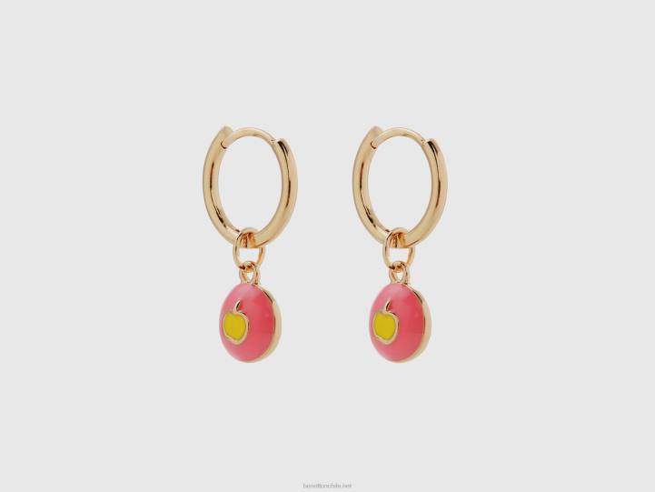 pendientes con colgante de manzana rosa NHBF1104 rosa mujer Benetton