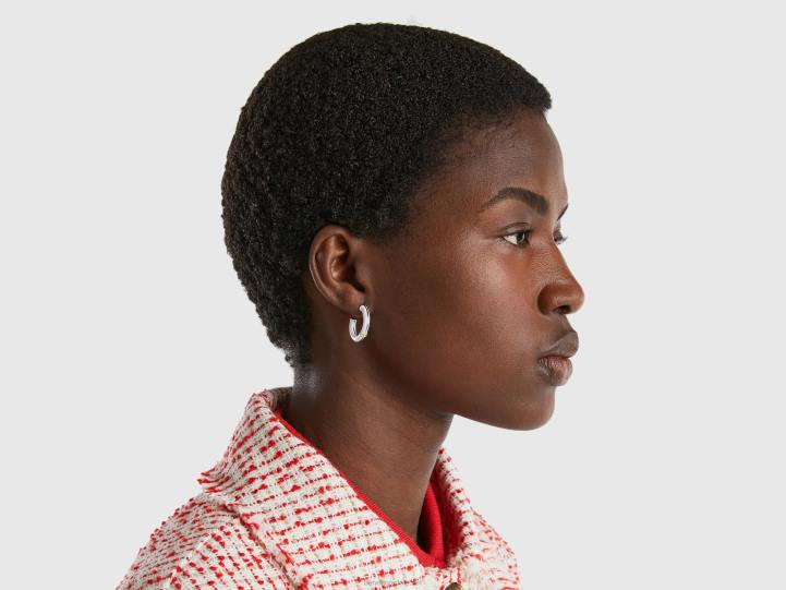 pendientes de aro c blancos NHBF712 blanco mujer Benetton