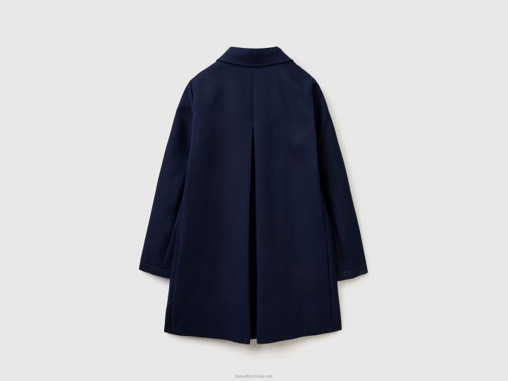 abrigo de plumero en puro algodón NHBF248 azul oscuro mujer Benetton
