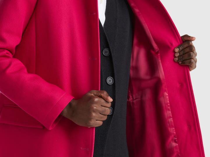 abrigo de plumero en puro algodón NHBF3714 fucsia mujer Benetton