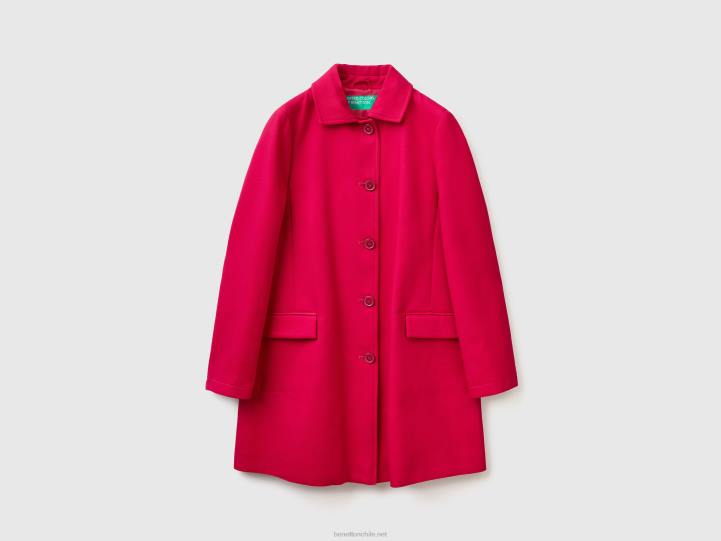 abrigo de plumero en puro algodón NHBF3714 fucsia mujer Benetton