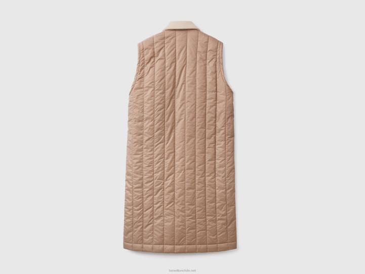 abrigo sin mangas NHBF270 beige mujer Benetton