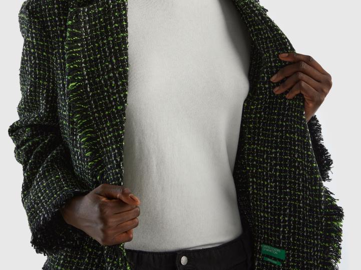 plumero de tweed NHBF241 negro mujer Benetton