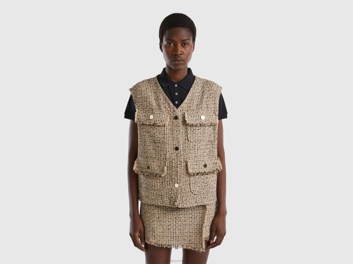 chaleco bouclé beige NHBF246 beige mujer Benetton
