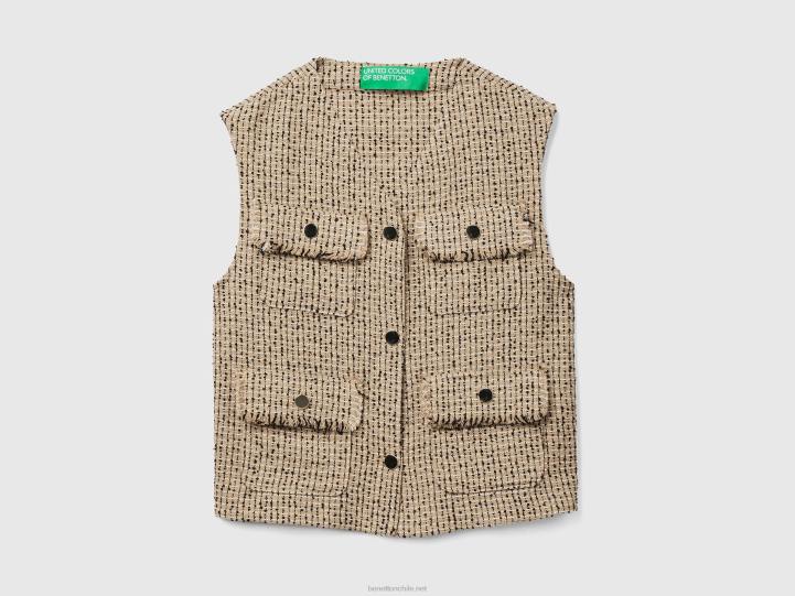 chaleco bouclé beige NHBF246 beige mujer Benetton