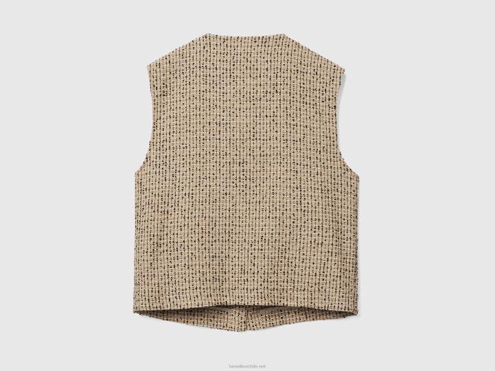 chaleco bouclé beige NHBF246 beige mujer Benetton