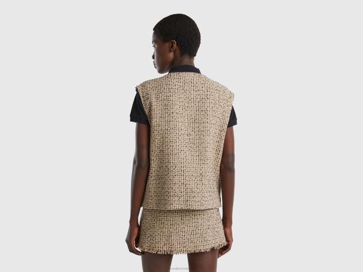 chaleco bouclé beige NHBF3716 beige mujer Benetton