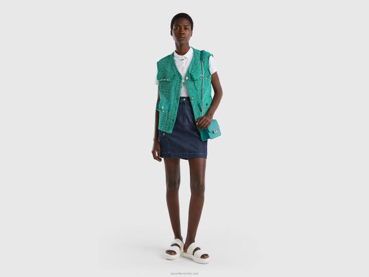 chaleco bouclé verde NHBF273 verde mujer Benetton