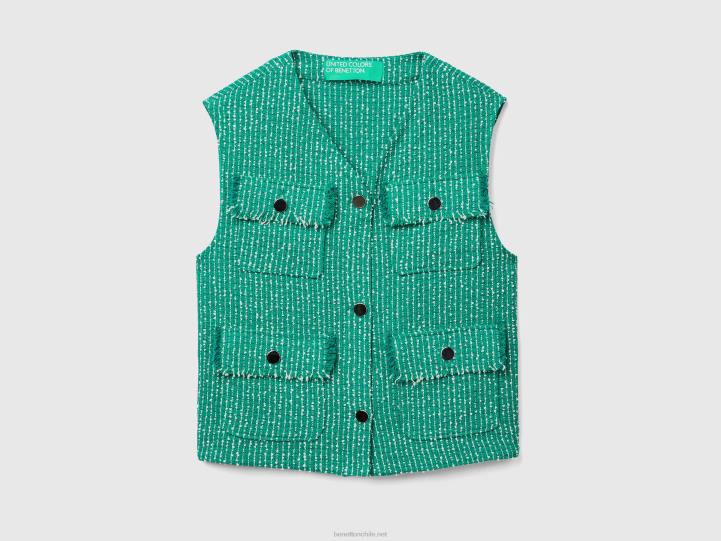 chaleco bouclé verde NHBF273 verde mujer Benetton