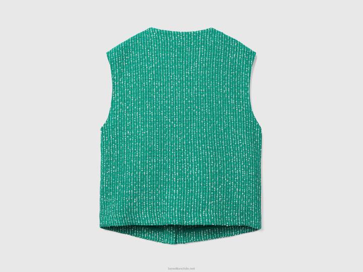 chaleco bouclé verde NHBF273 verde mujer Benetton