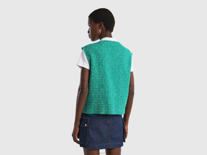 chaleco bouclé verde NHBF3749 verde mujer Benetton
