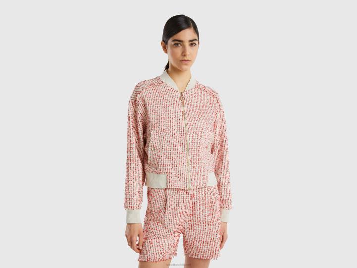 bomber en tweed NHBF3731 rojo mujer Benetton