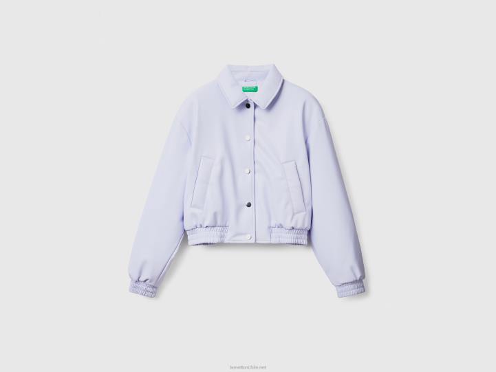 bomber ligero de piel sintética NHBF236 lila mujer Benetton