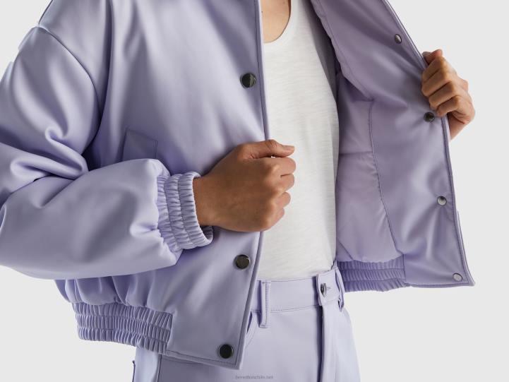 bomber ligero de piel sintética NHBF236 lila mujer Benetton