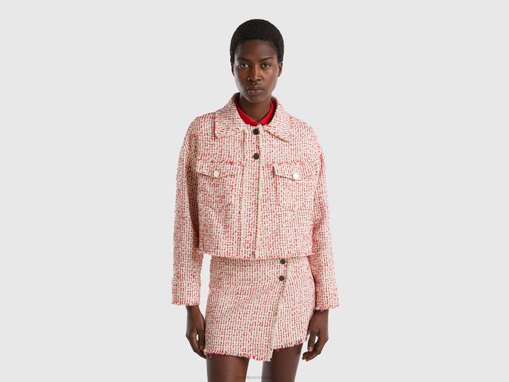 chaqueta bouclé roja NHBF3737 rojo mujer Benetton