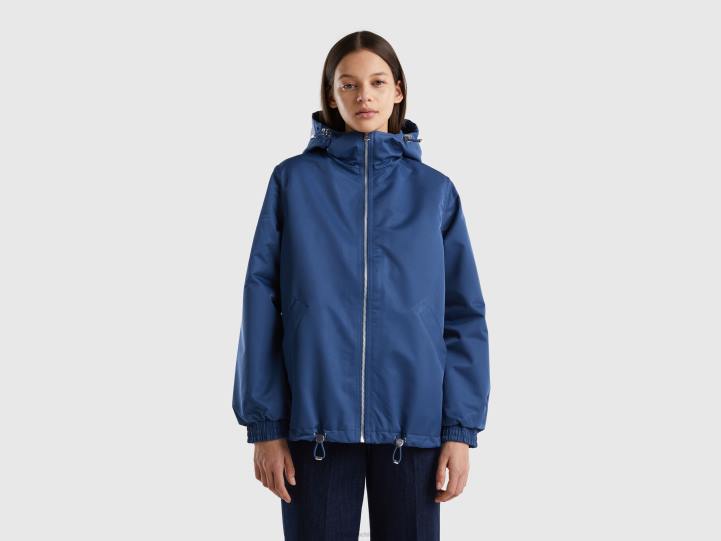 impermeable con capucha NHBF262 azul mujer Benetton