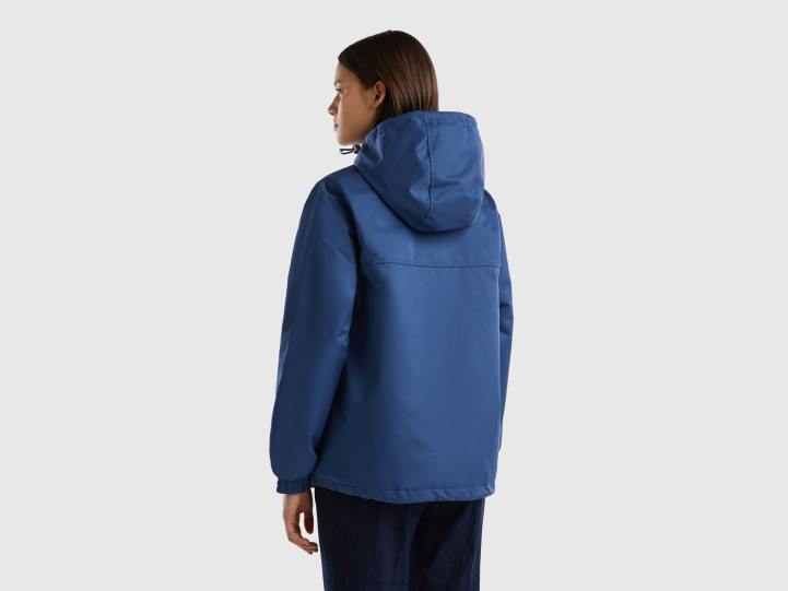 impermeable con capucha NHBF262 azul mujer Benetton