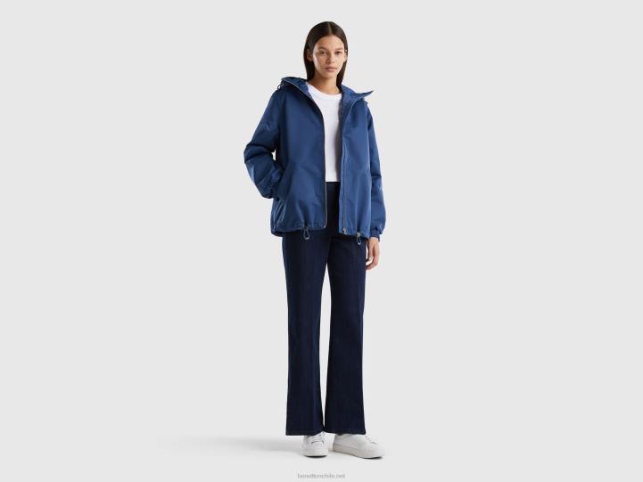 impermeable con capucha NHBF3733 azul mujer Benetton