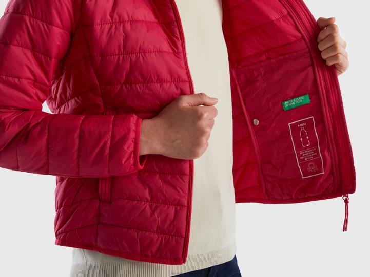 plumífero de guata reciclada NHBF3722 fucsia mujer Benetton