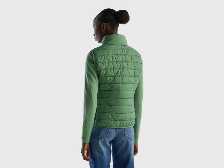 plumífero sin mangas de guata reciclada NHBF3755 verde mujer Benetton