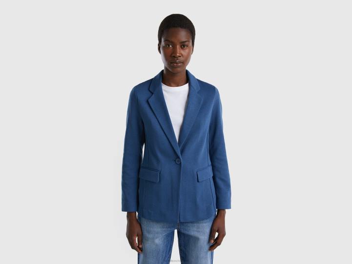 blazer ajustado con bolsillos NHBF245 azul mujer Benetton