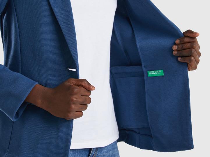 blazer ajustado con bolsillos NHBF245 azul mujer Benetton